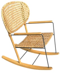 MID MOD RATTAN & WOOD ROCKING CHAIR