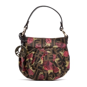 FENDI CHEF HOBO MINI BROWN FLORAL ZUCCA CANVAS GOL