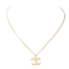 CHANEL CC PENDANT CHAIN NECKLACE GOLD GOLD PLATED