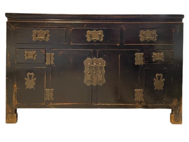 CHINESE EXPORT STYLE BLACK LACQUERED SIDEBOARD