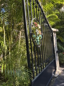 PAIR OF ORNATE WROUGHT IRON GARDEN GATES