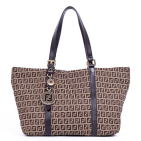 FENDI LARGE CHARM SHOPPER SMALL BROWN ZUCCHINO CAN