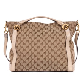 GUCCI MISS GG BEIGE/PINK MONOGRAMMED HANDBAG
