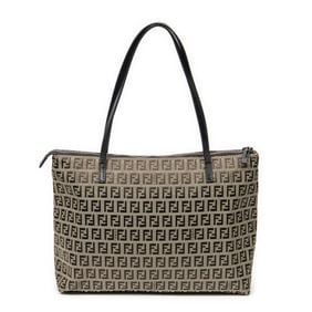 FENDI BEIGE/BROWN ZUCCHINO CANVAS  ZIP TOTE