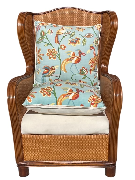 BAMBOO RATTAN TOMMY BAHAMA STYLE WINGBACK CHAIR (1 of 7)
