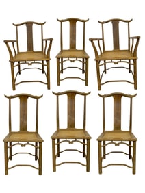 6 1970S NATURAL PAGODA DINING CHAIRS CANE SEAT