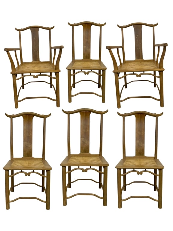 6 1970S NATURAL PAGODA DINING CHAIRS CANE SEAT (1 of 9)