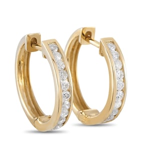 14K GOLD DIAMOND HOOP EARRINGS