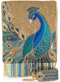 NEW MARY FRANCES PEACOCK FEATHERS CROSSBODY BAG