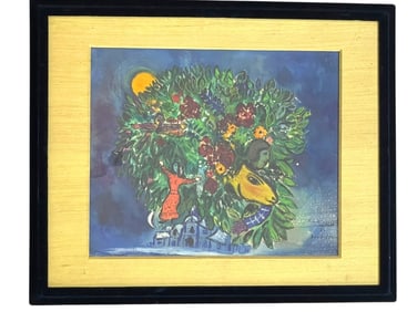 AFTER MARC CHAGALL WATERCOLOR PAINTING 31"