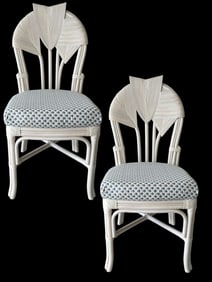 PAIR OF RATTAN-STYLE SIDE CHAIRS