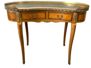 LOUIS XV STYLE DEMILUNE DESK WITH ORMOLU MOUNTS