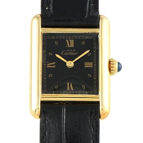 CARTIER MUST DE CARTIER TANK BLACK DIAL WATCH