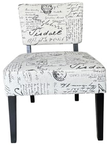 SCRIPT PATTERN UPHOLSTERED ACCENT CHAIR