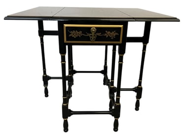 DREXEL  CHINOISERIE BLACK LACQUER DROP-LEAF TABLE