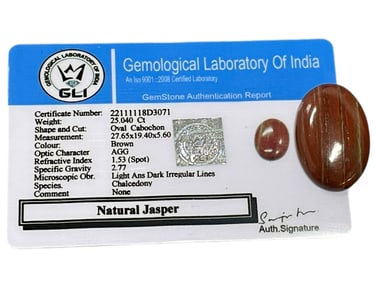 NATURAL JASPER CABOCHON OVAL CUT 25.04 CARATS