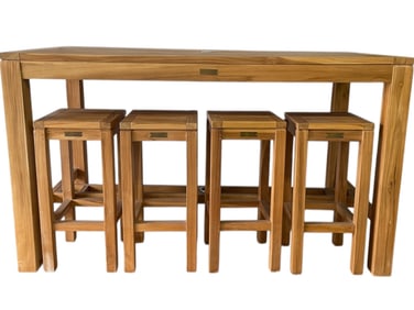 TEAK RECTANGLE BAR HEIGHT OUTDOOR DINING SET 71"