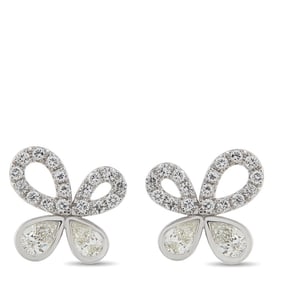 18K WHITE GOLD 1.85CT DIAMOND FLOWER EARRINGS