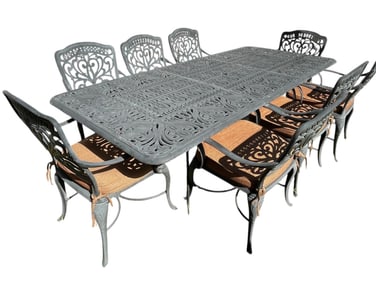 9-PIECE CAST ALUMINUM OUTDOOR DINING SET