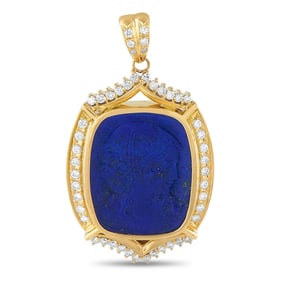 18K  GOLD DIAMOND AND LAPIS NECKLACE
