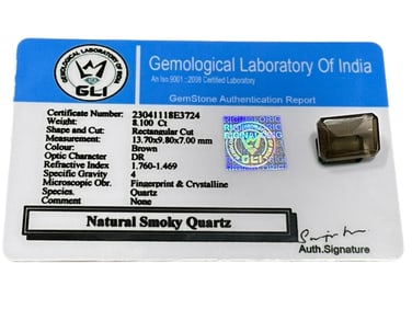 NATURAL SMOKY QUARTZ – 8.10 CT RECTANGULAR CUT