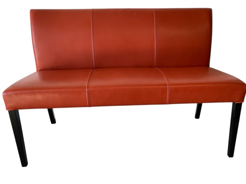 CRATE & BARREL LEATHER UPHOLSTERED BENCH 55" (1 of 7)