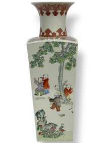 CHINESE FAMILLE ROSE STYLE PORCELAIN VASE 16"