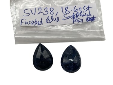 FACETED BLUE SAPPHIRE PAIR APPROX 18.60 CARATS