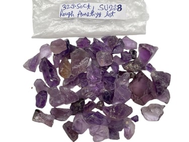 ROUGH AMETHYST STONE LOT APPROX 329.5 CARATS