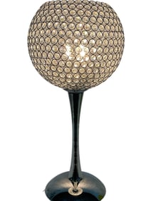 CRYSTAL BEADED GLOBE CHROME TABLE LAMP 24"