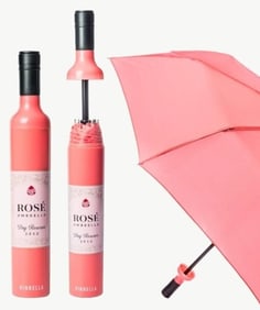 NEW! VINRELLA ROSE LABELED WINE BOTTLE UMBRELLA