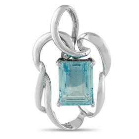 PLATINUM 14.40CT AQUAMARINE PENDANT NECKLACE