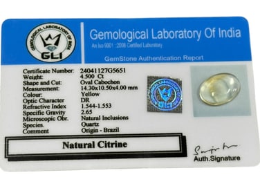 NATURAL CITRINE – 4.50 CT OVAL CABOCHON