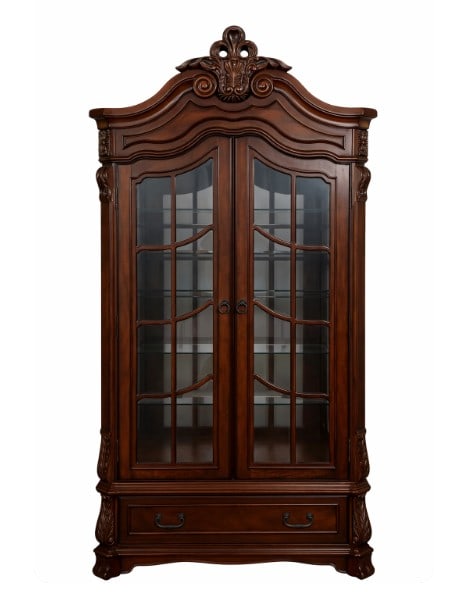 TRADITIONAL WOOD CURIO WITH GLASS DOORS 92" (1 of 9)