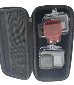 PAIR OF GOPRO ACTION CAMERAS W FILTER & CASE