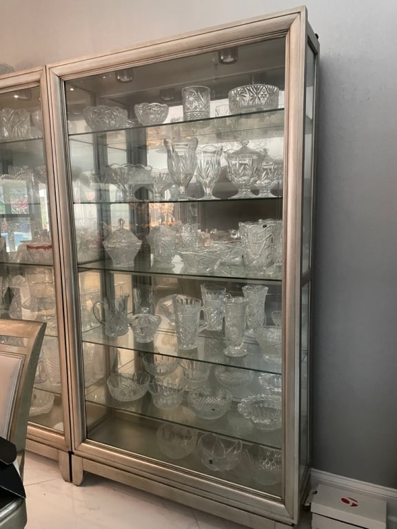 MIRRORED GLASS CURIO CABINET WITH SLIDING DOOR 83" (1 of 6)