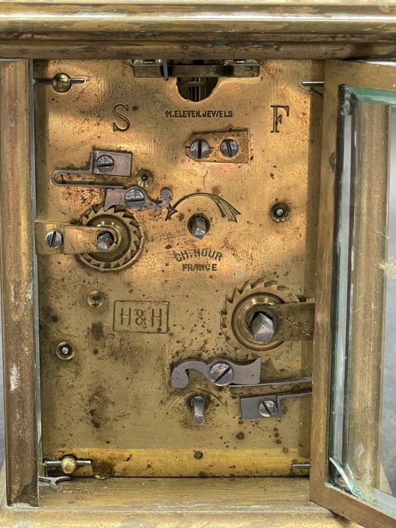 FRENCH BRASS CARRIAGE CLOCK 6" - 5