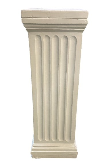 CLASSICAL FLUTED PEDESTAL COLUMN 29": CLASSICAL FLUTED PEDESTAL COLUMN 29"-Good pre owned condition, some chips near base and top (see photos)-Approx 29"h x 9.5"w-Decorative classical-style fluted pedestal column finished in a soft