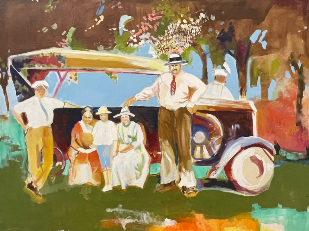 PRISCILLA SMITH FIGURATIVE SCENE PAINTING 48" (1 of 5)