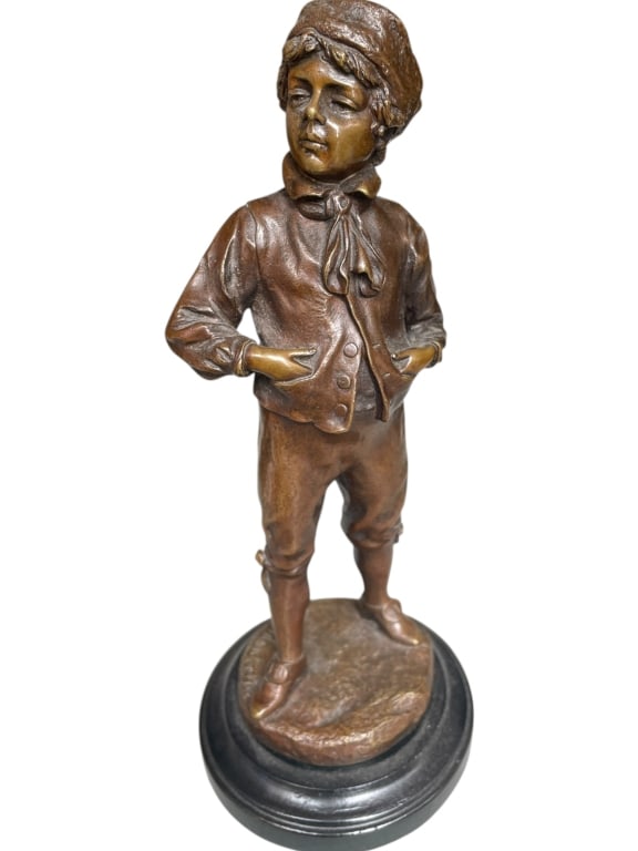 MAX LINDENBERG BRONZE SCULPTURE OF A BOY 9" (1 of 7)