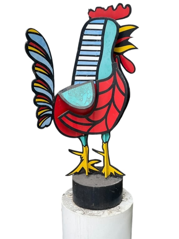 JOSEPH MEERBOTT METAL ROOSTER SCULPTURE 58" (1 of 7)