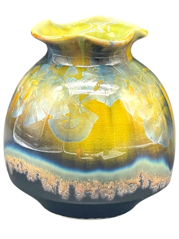 FOLLETTE CRYSTALLINE GLAZE STUDIO POTTERY VASE 6" (1 of 7)