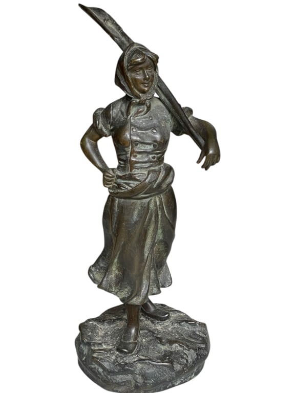 GEORGES OMERTH BRONZE SCULPTURE PEASANT WOMAN 11" (1 of 5)