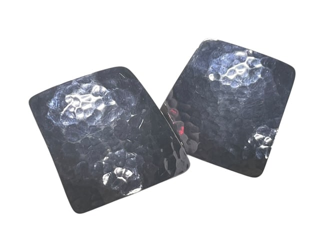 925 STERLING SILVER HAMMERED METAL SQUARE EARRINGS (1 of 5)