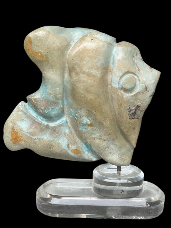 ABSTRACT STONE SCULPTURE LUCITE BASE 14" (1 of 5)