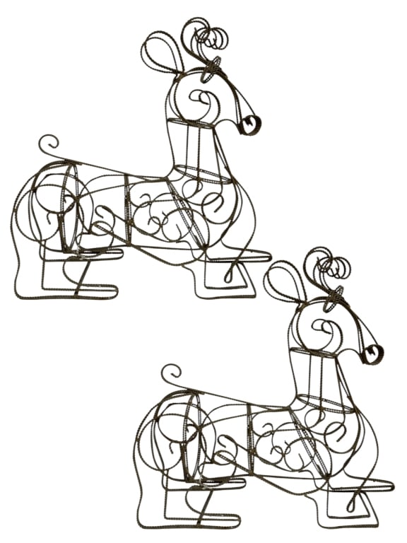 PAIR OF WHIMSICAL WIRE REINDEER SCULPTURES (1 of 6)