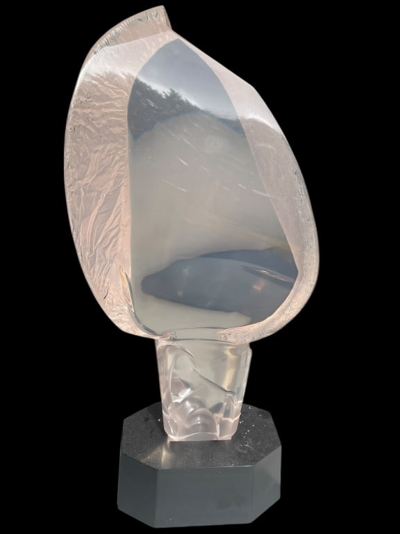 ABSTRACT LUCITE SCULPTURE ON BLACK BASE 27" (1 of 4)