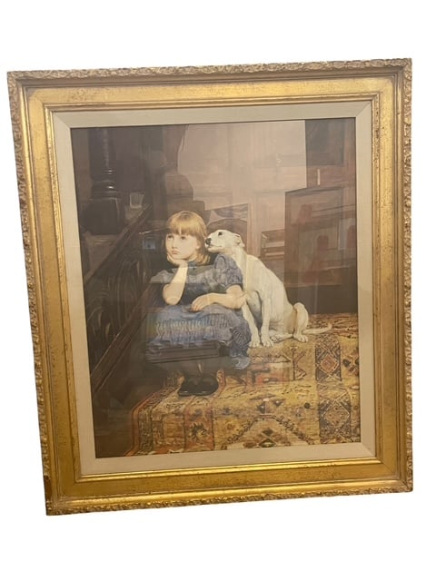 1878 SYMPATHY BY BRITON RIVIERE LINEN FRAMED PRINT (1 of 11)