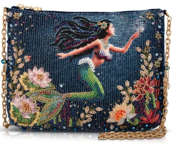 NEW MARY FRANCES MERMAID MAGIC CROSSBODY: NEW MARY FRANCES MERMAID MAGIC CROSSBODY Immerse yourself in a true piece of wearable art with this exquisitely detailed beaded crossbody. A graceful mermaid glides through richly detailed underwater