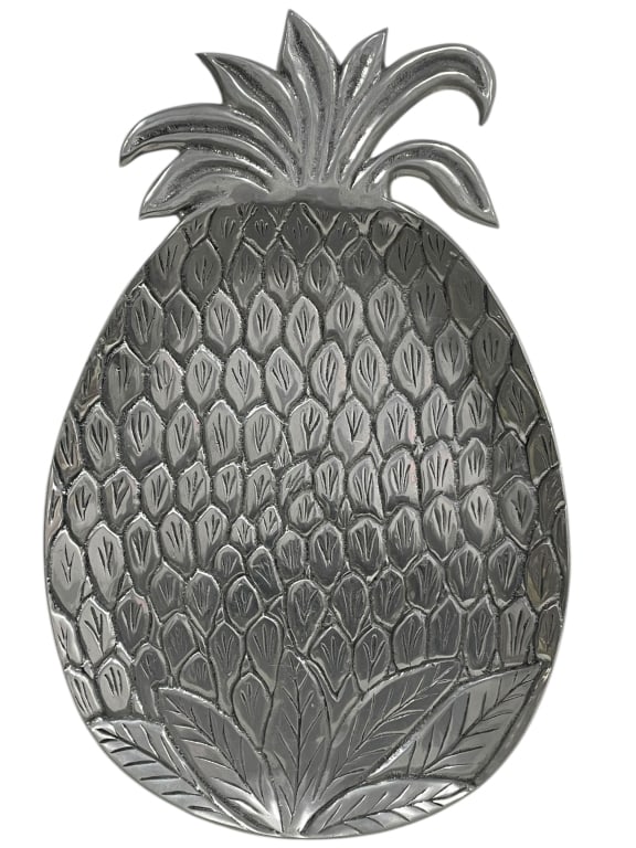 LARGE SILVER PINEAPPLE FORM DECORATIVE PLATTER 23" (1 of 6)